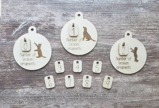 Broken Ornaments Cat  Dog Child Christmas Ornament