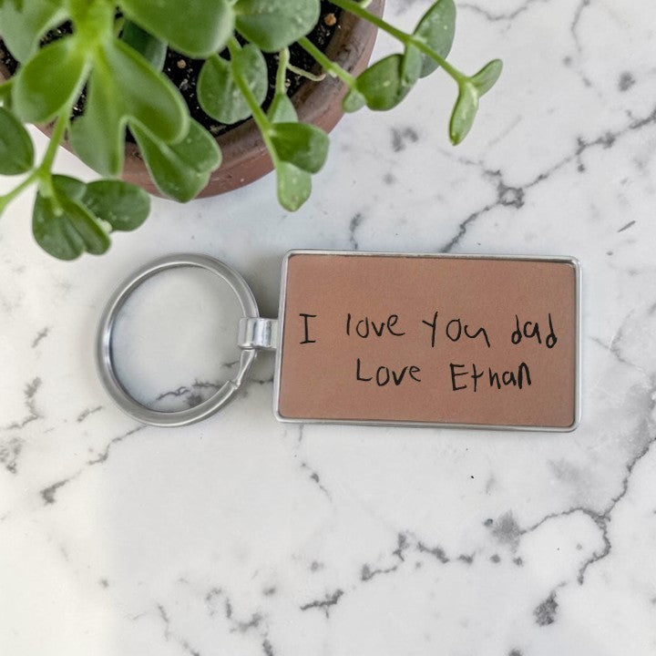 Leatherette / Metal rectangle keychain
