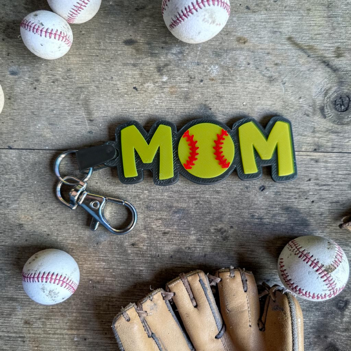 3D printed Mom keychain baseball or softball
