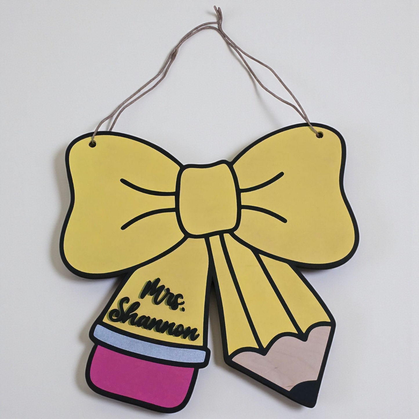 Teacher Bow Sign Personalized
 15" DIY Sign door hanger