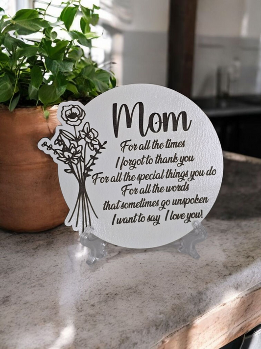For all the times I forgot to thank you Mother's Day small sign or magnet Personalized