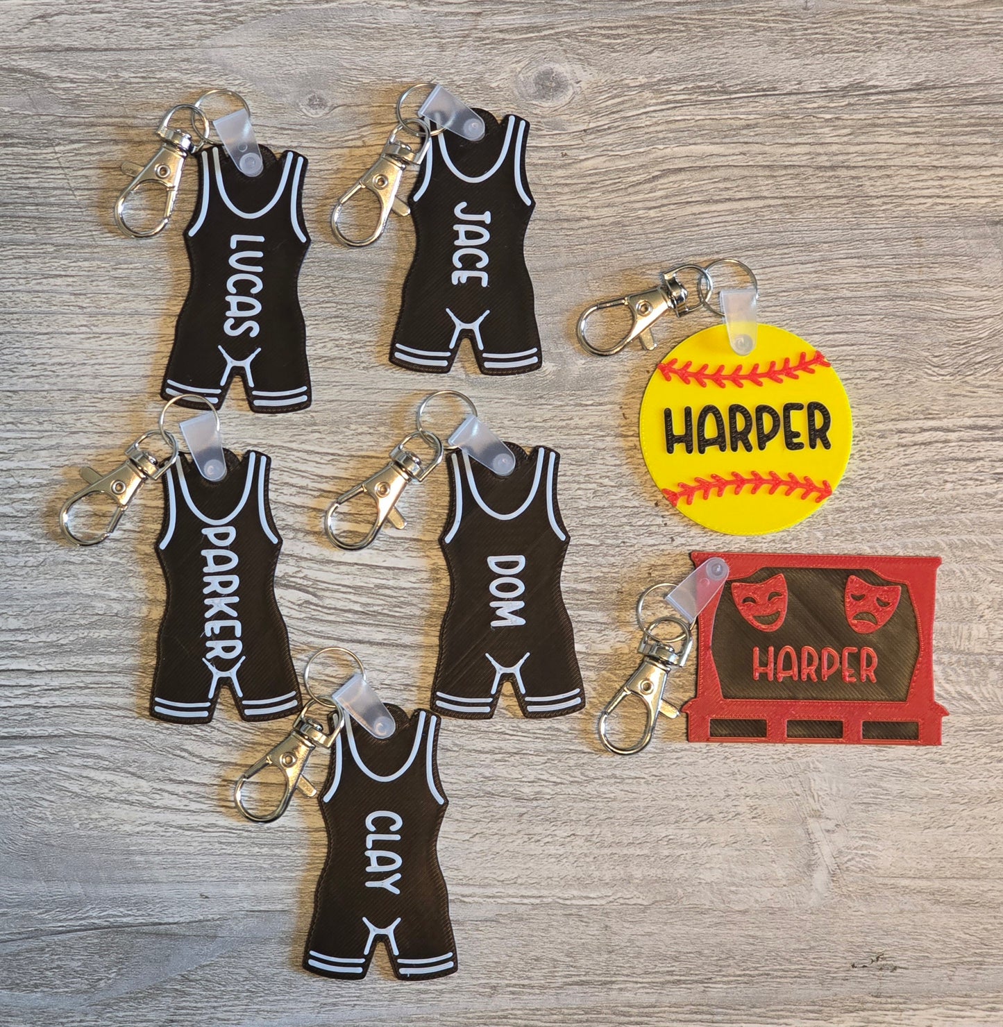 3D printed plastic sport keychains Personalized with name