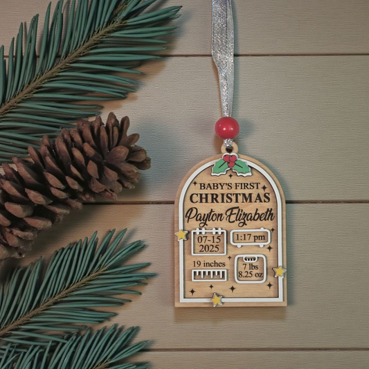 Baby's First Christmas Christmas Ornament Personalized with stats