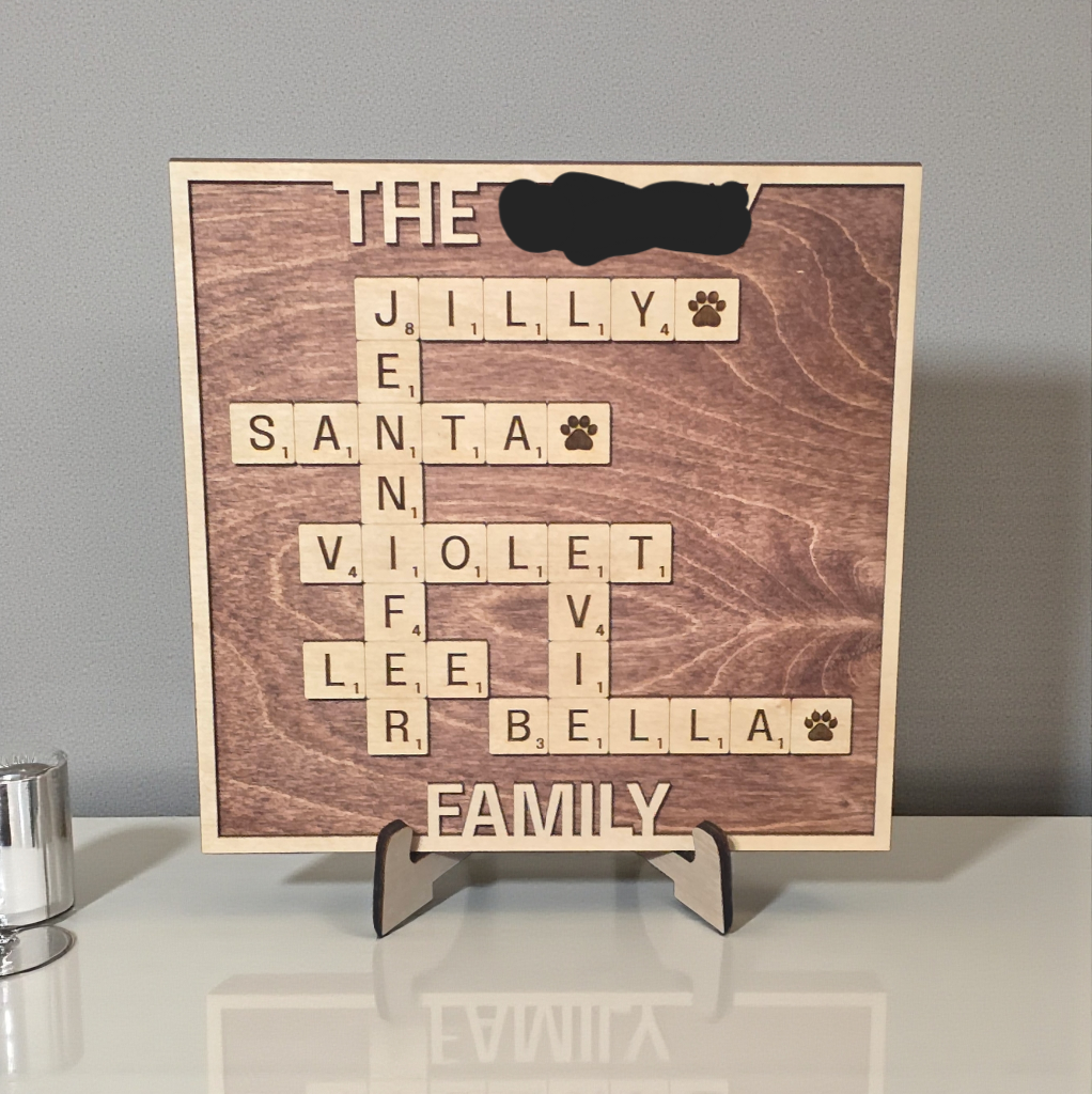 Crossword Family Teacher Classroom magnet or sign Personalized