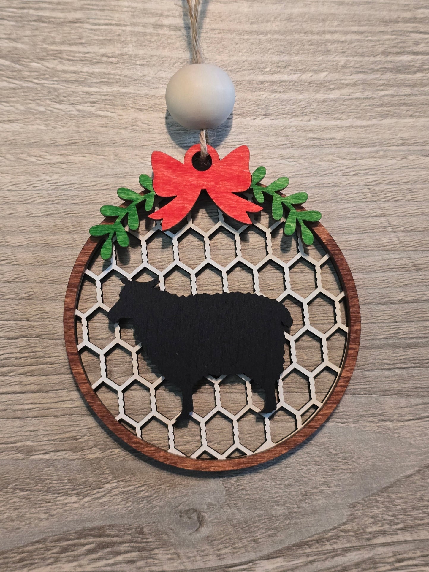 Chicken Wire Farm Animal Christmas Ornament
