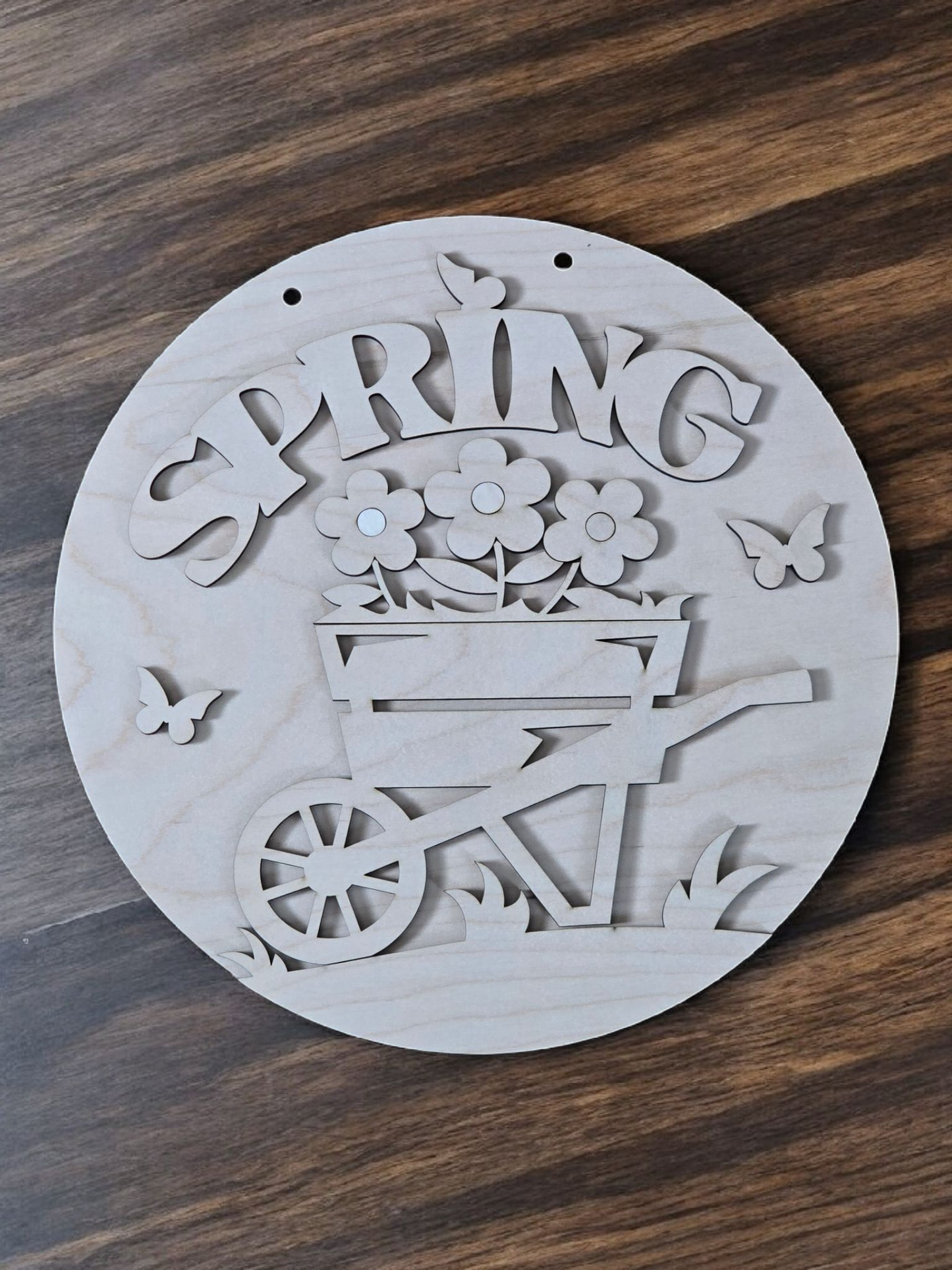 SALE Spring wheelbarrow Sign 15" DIY Sign door hanger