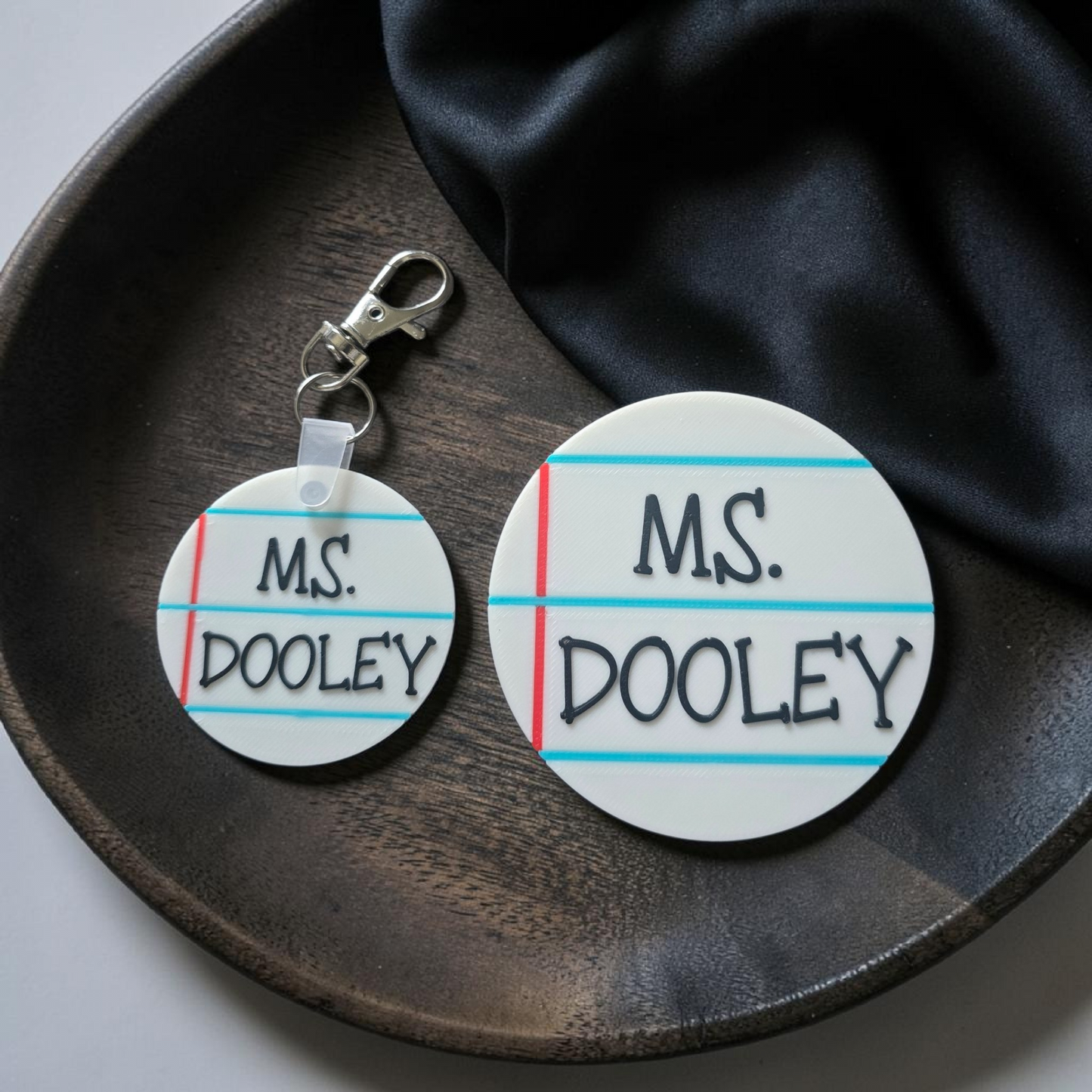 3D printed Notebook teacher keychain or magnet personalized