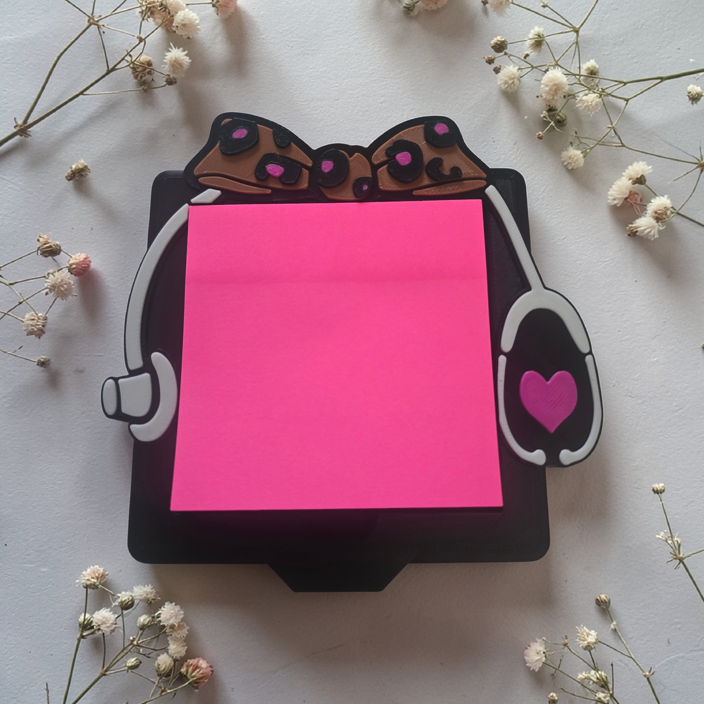3D printed Leopard print bow with stethoscope sticky note holder