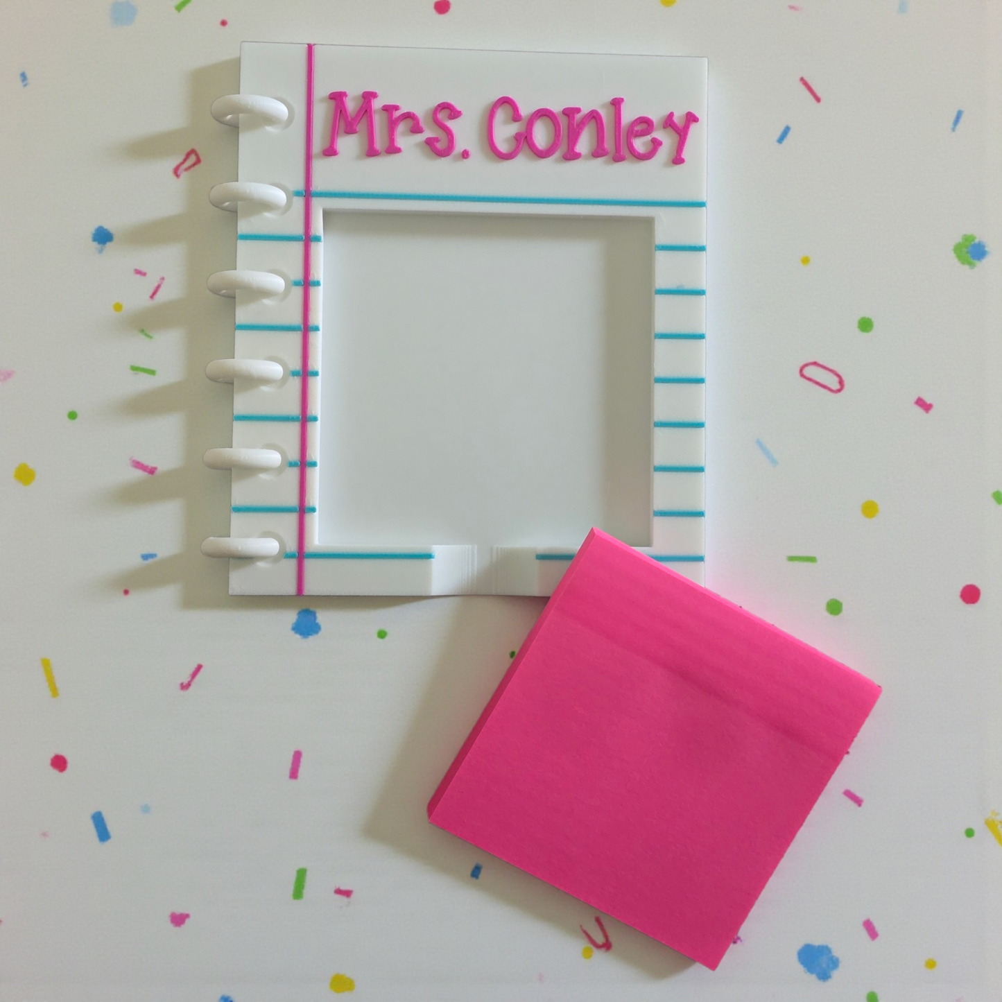 3D printed teacher notebook sticky note holder personalized