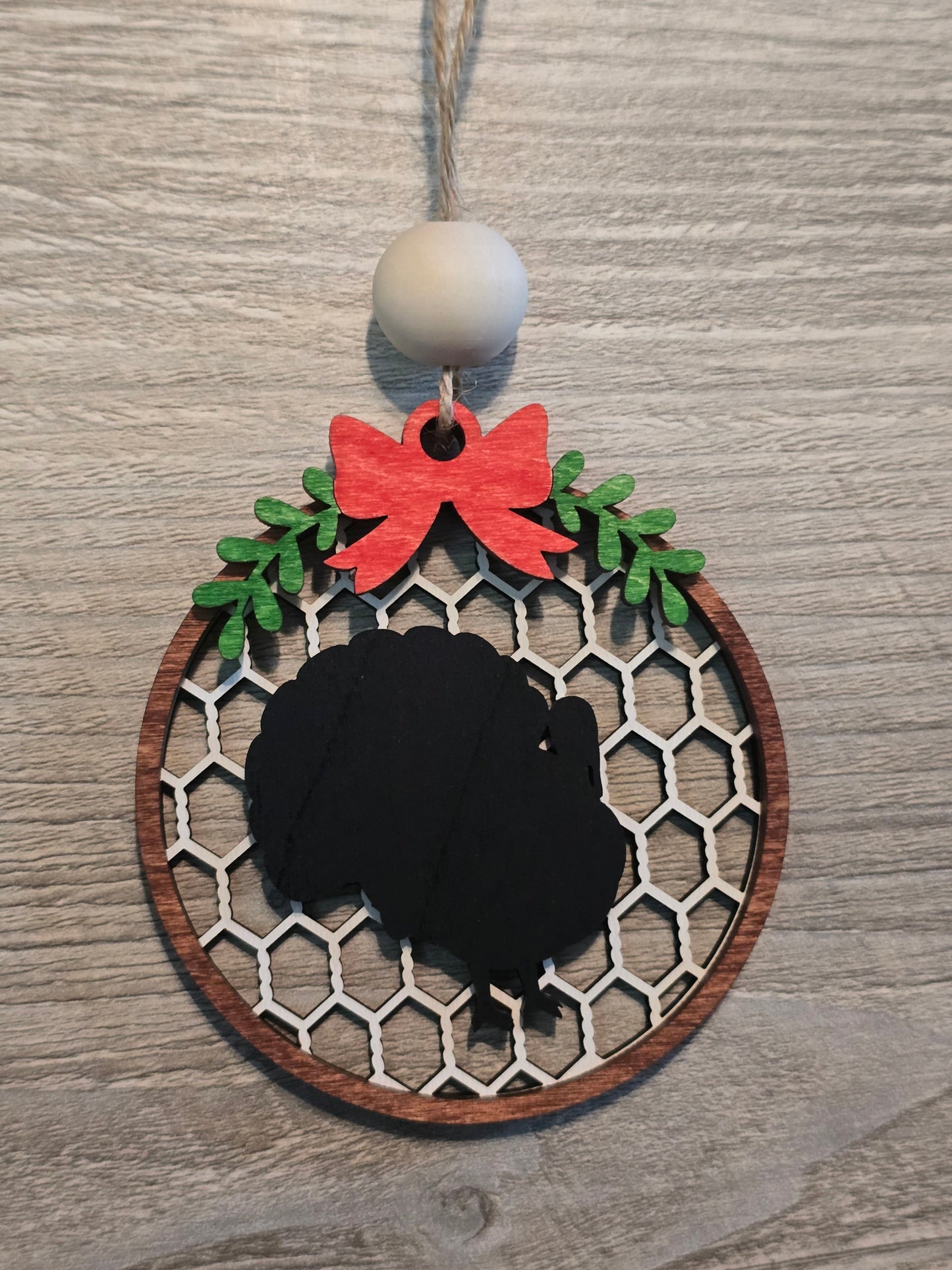 Chicken Wire Farm Animal Christmas Ornament