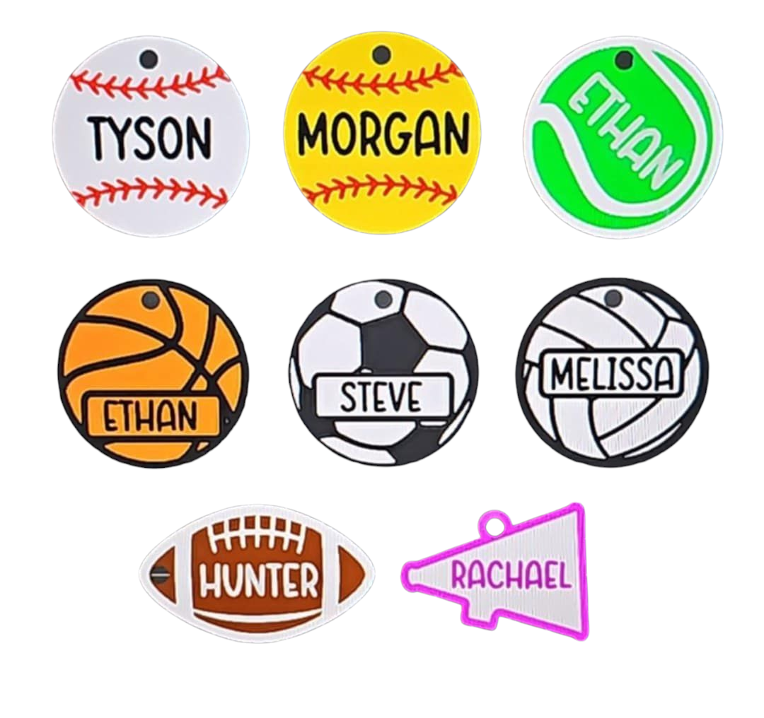 3D printed plastic sport keychains Personalized with name