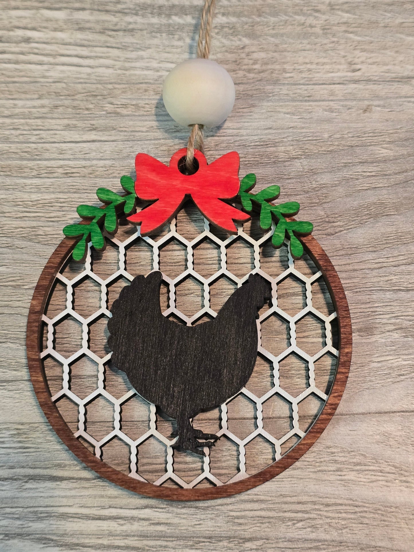 Chicken Wire Farm Animal Christmas Ornament