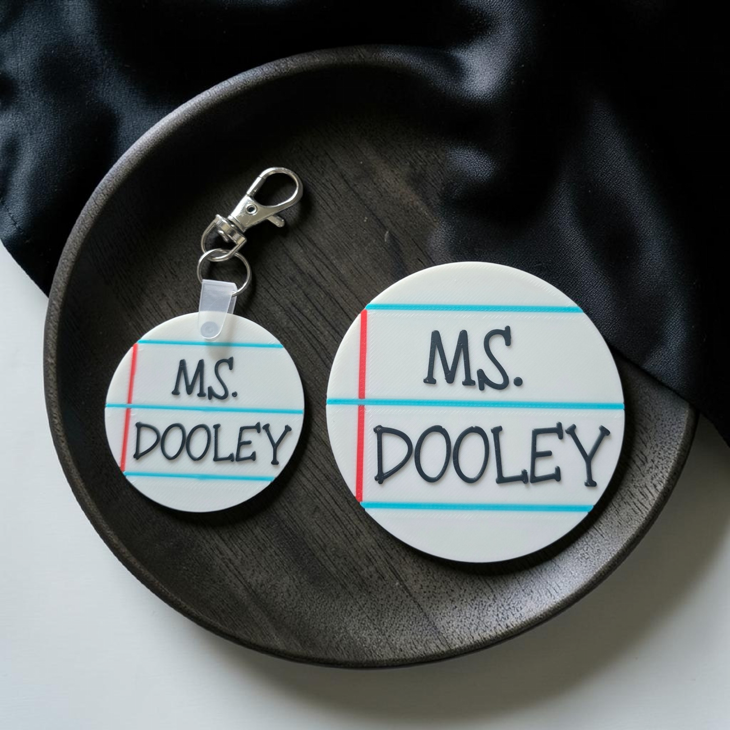 3D printed Notebook teacher keychain or magnet personalized