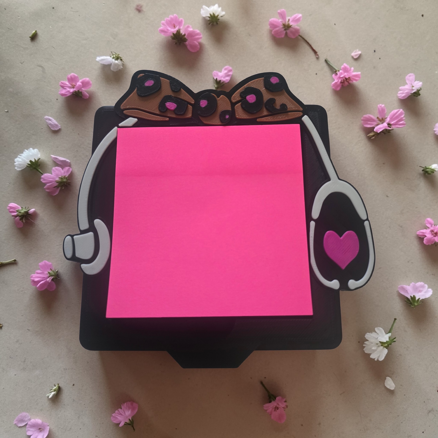 3D printed Leopard print bow with stethoscope sticky note holder