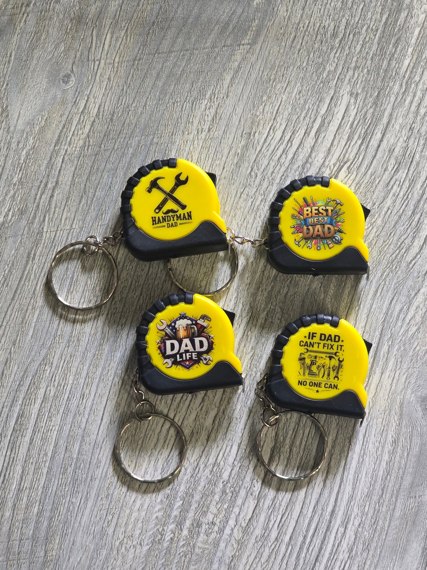 UV printed If Dad can't fix it no one can Father's Day yellow measuring tape small keychain multiple choices