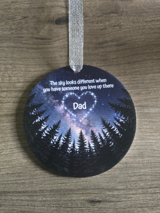 UV printed Trees around bottom The sky looks different when you have someone you love up there personalized Memorial Christmas Ornament