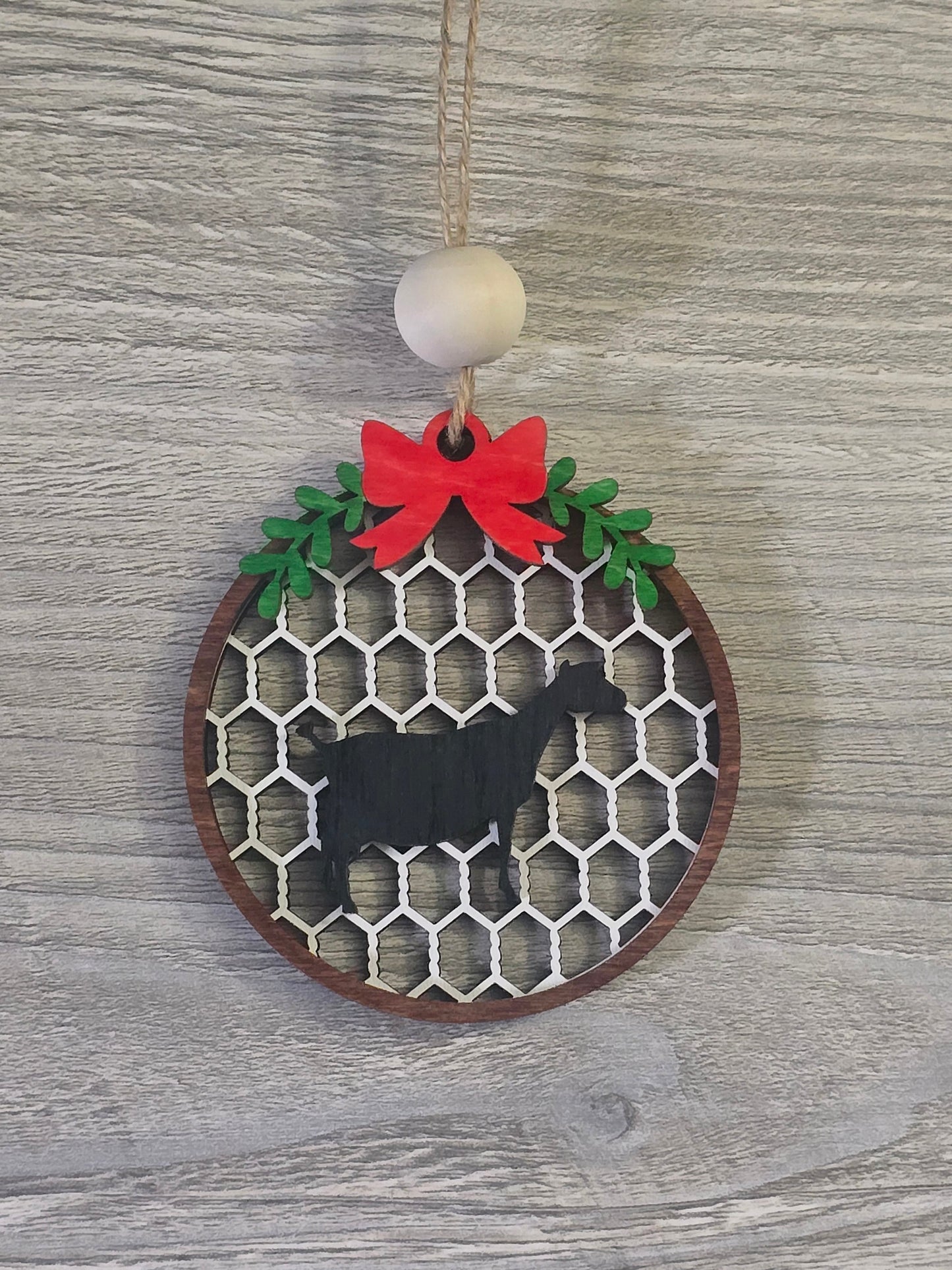 Chicken Wire Farm Animal Christmas Ornament