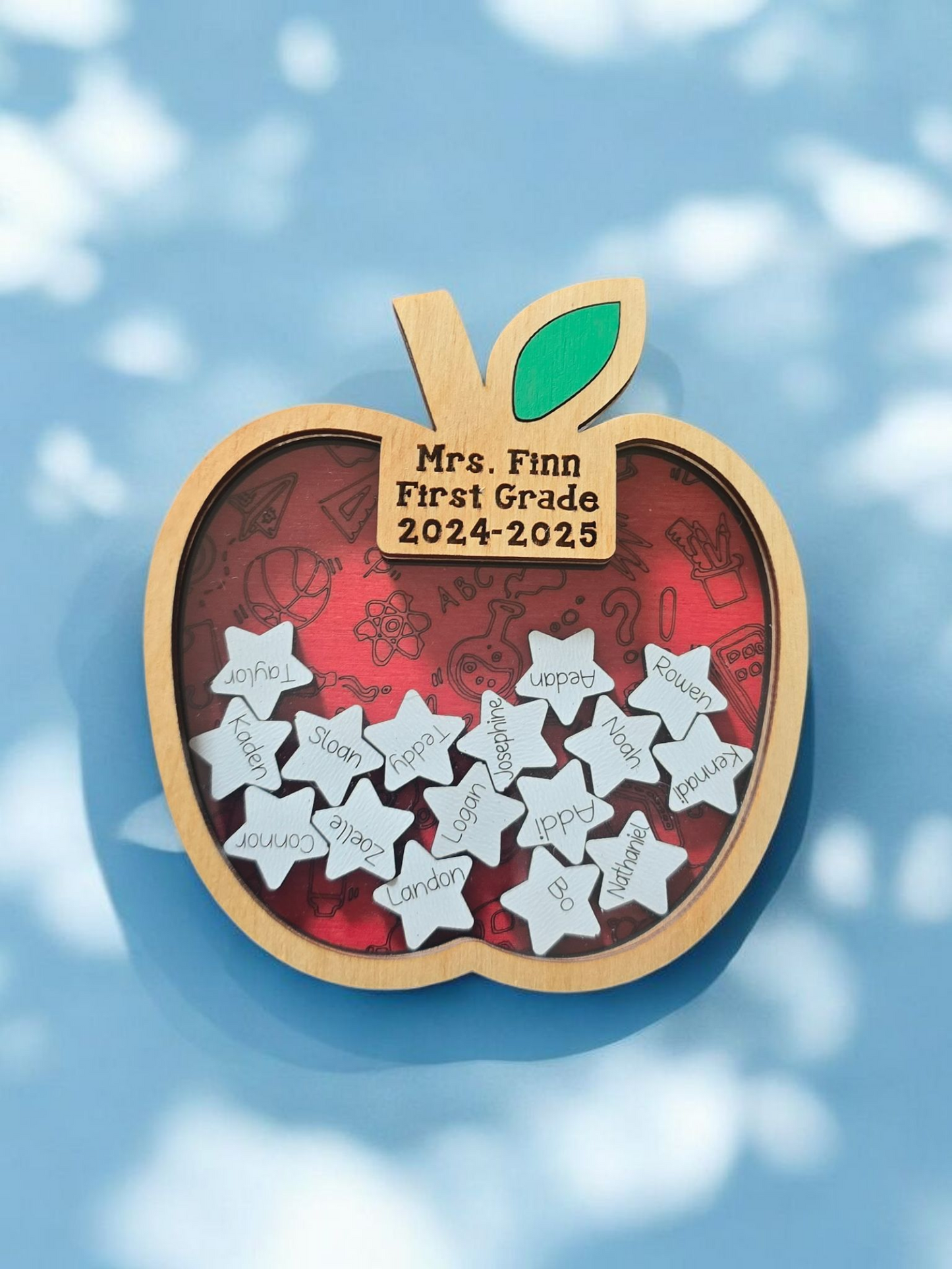 Teacher Apple Shaker with students names personalized magnet