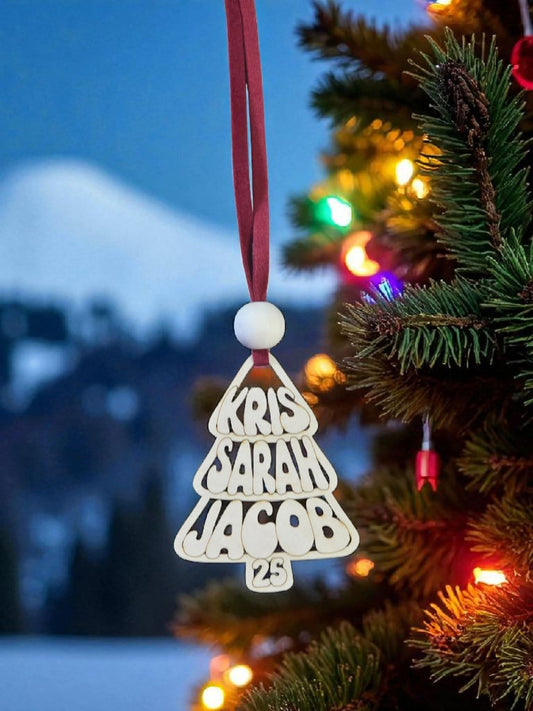 Christmas Tree Names Ornament personalized Up to 9 names