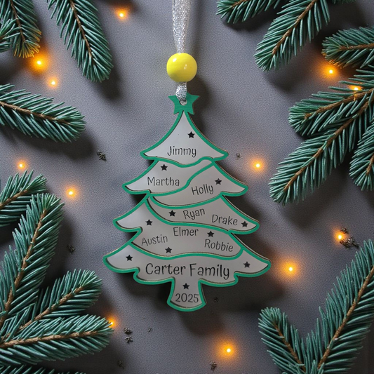 Family Christmas Tree Frosted Acrylic personalized max 10 names