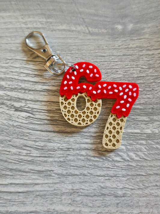 3D printed 6 7 67 Ice Cream Drip keychain