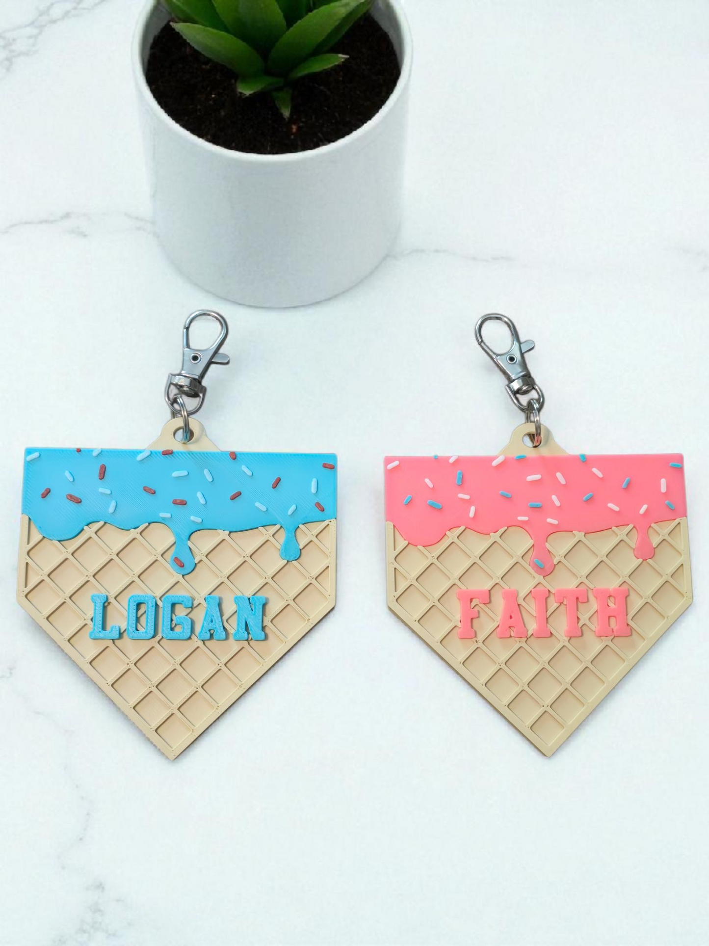 3D printed Ice cream drip bag tag personalized St Edmond Fundraiser