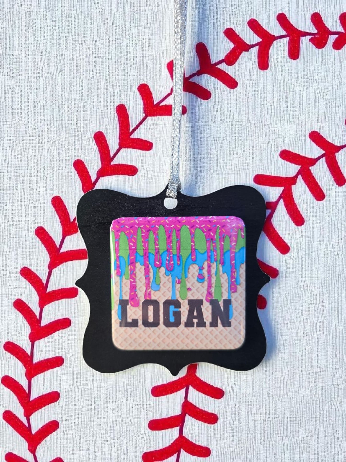 Ice cream drip Christmas Ornament or magnet Personalized