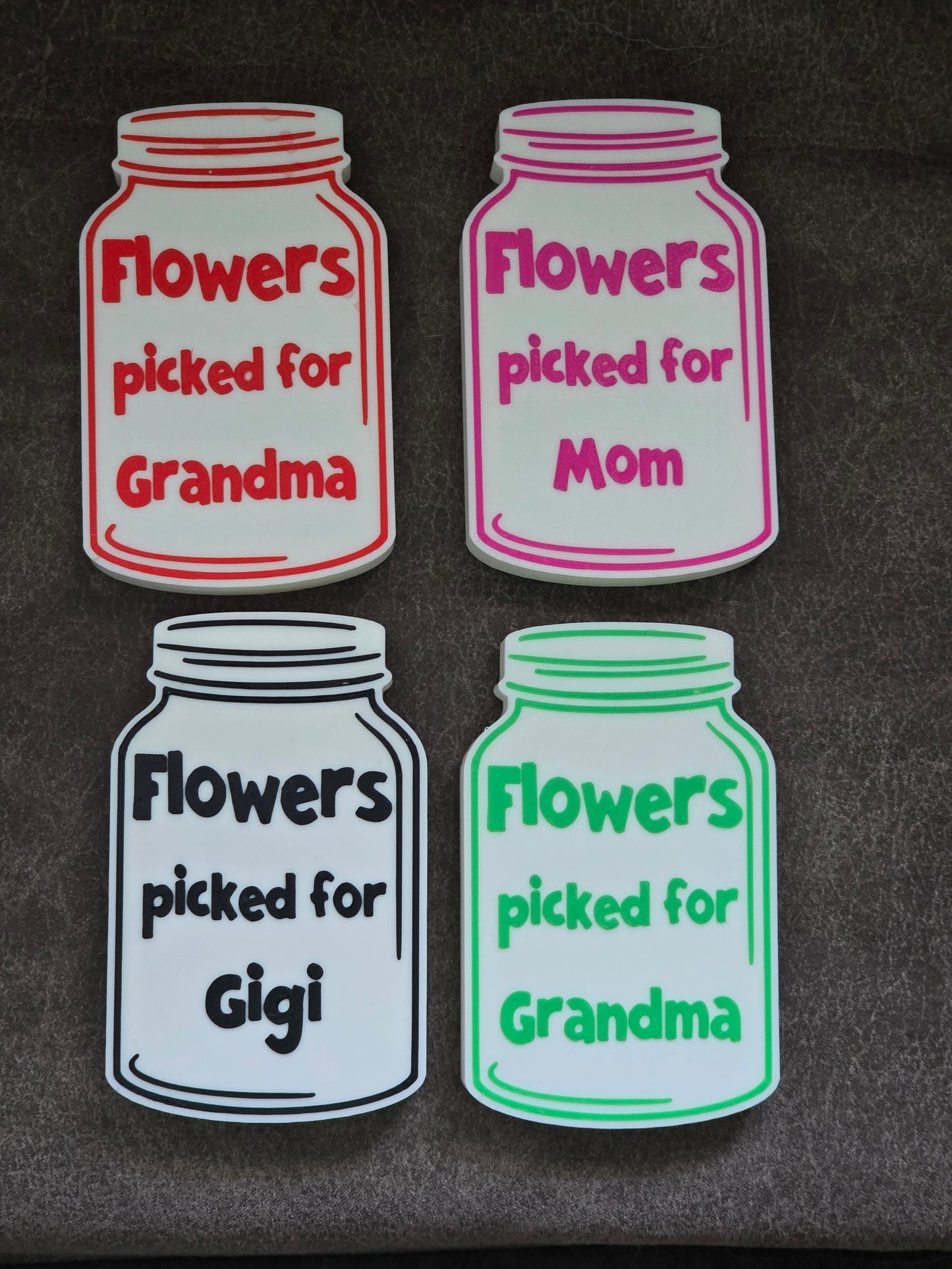 3D printed Flowers picked for Mason jar magnet flower holders personalized