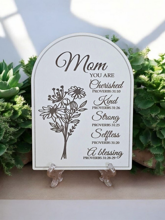 Mom you are Cherished small sign Personalized with name on top