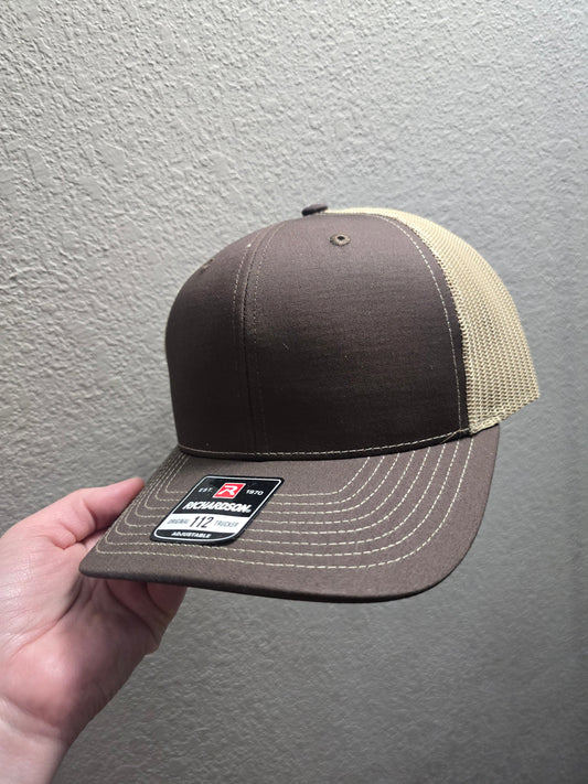 Brown khaki Richardson 112 Hats Personalized Handwriting