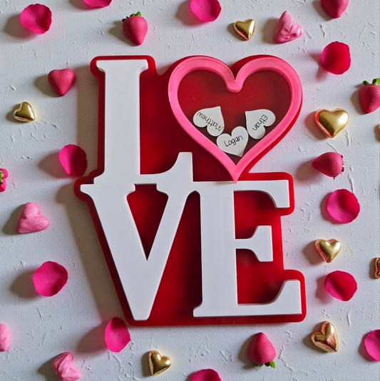 LOVE personalized shaker Up to 5 names ornament or magnet