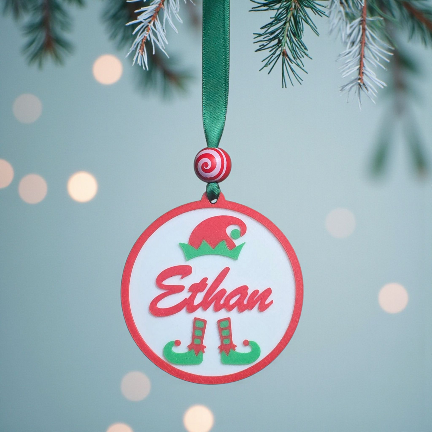 3D printed personalized elf Christmas Ornament