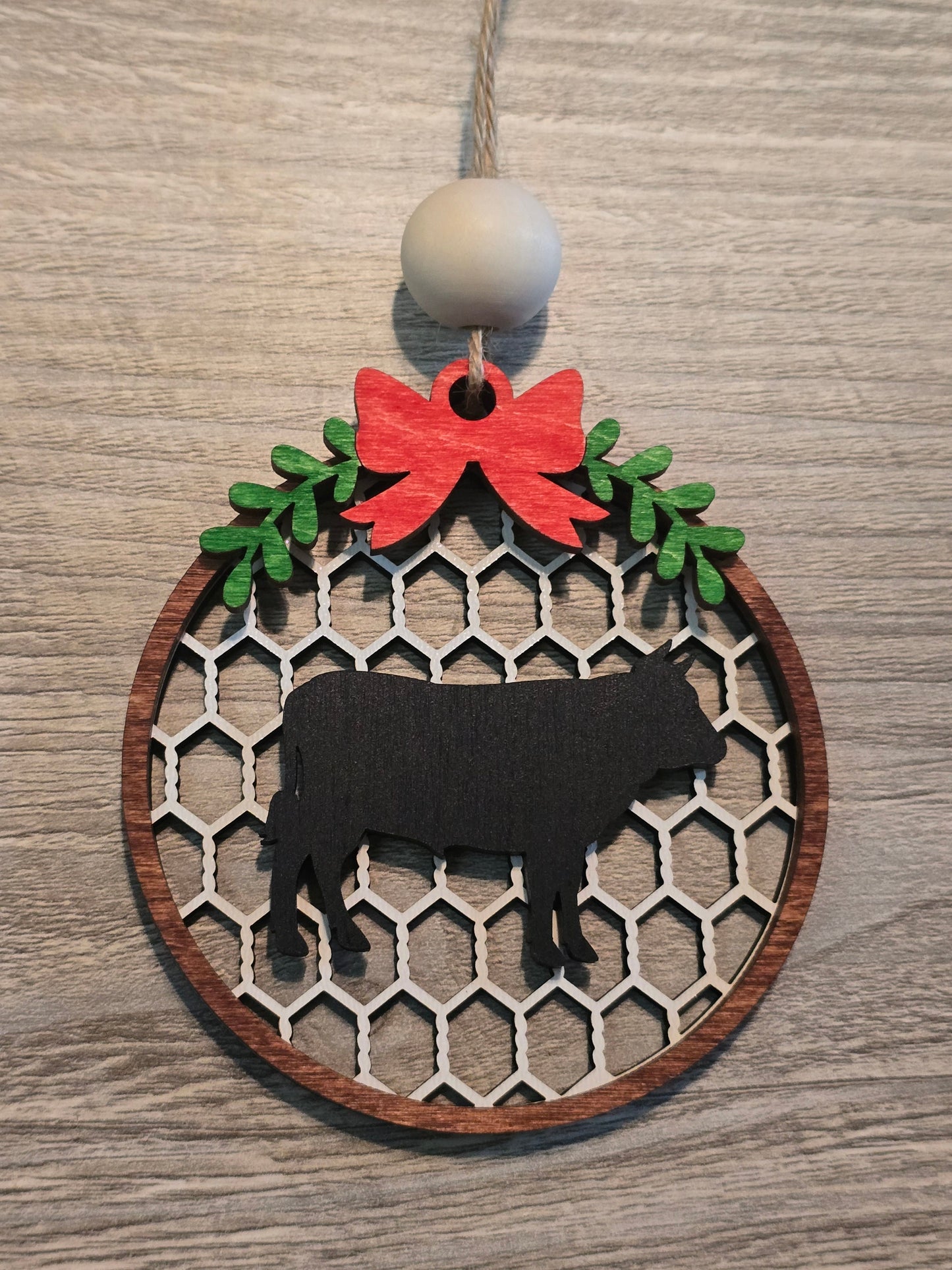 Chicken Wire Farm Animal Christmas Ornament