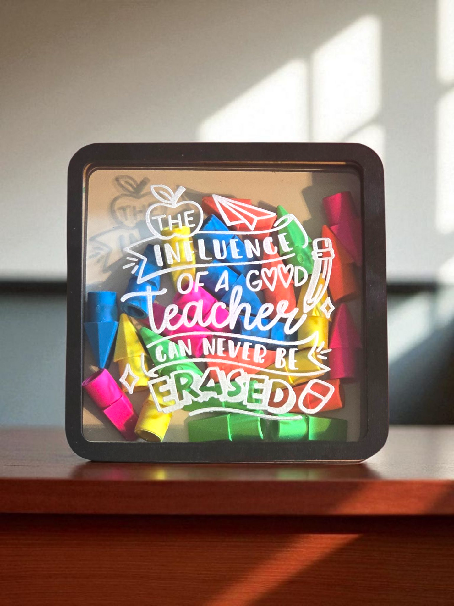 The influence of a good teacher can never be erased eraser small sign