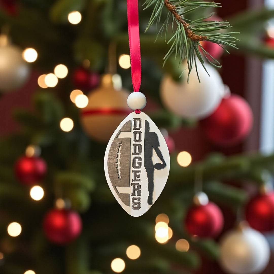 Football player split school Christmas Ornament Personalized