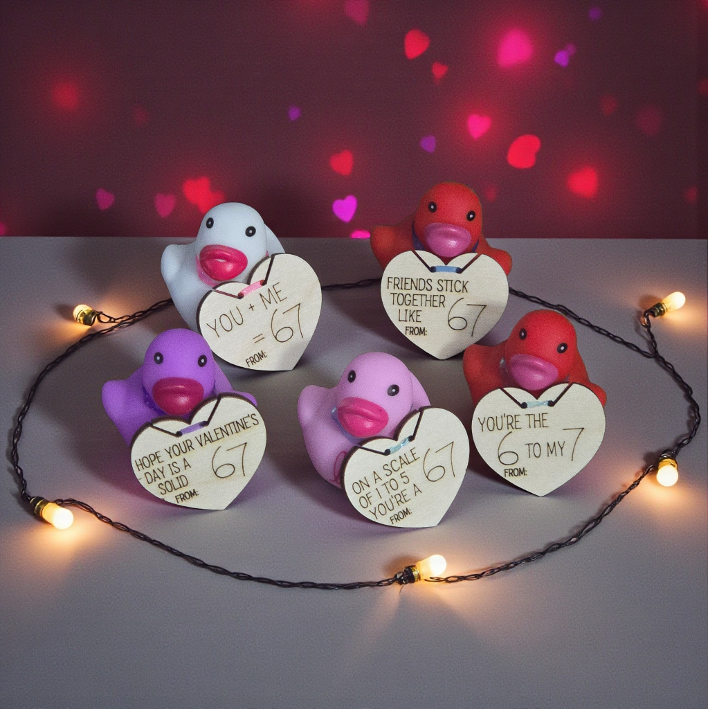 6 7 67 version Valentine's Day Miniature ducks personalized