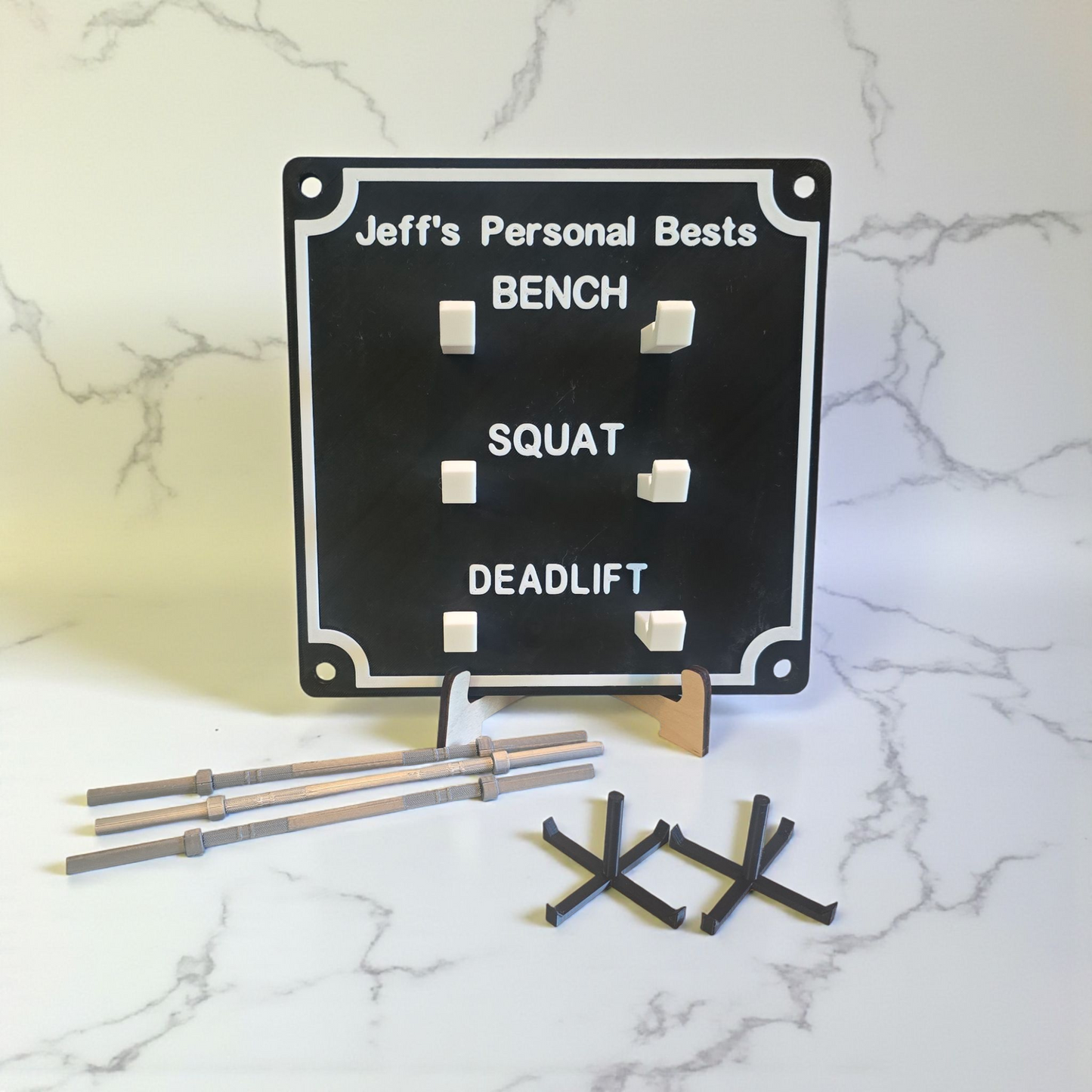 3D printed Personal Bests weight Set personalized