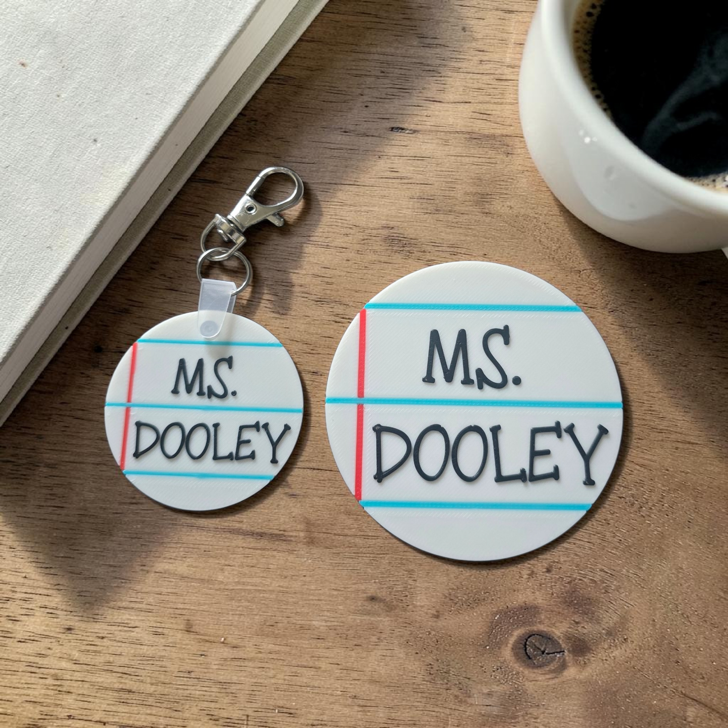 3D printed Notebook teacher keychain or magnet personalized