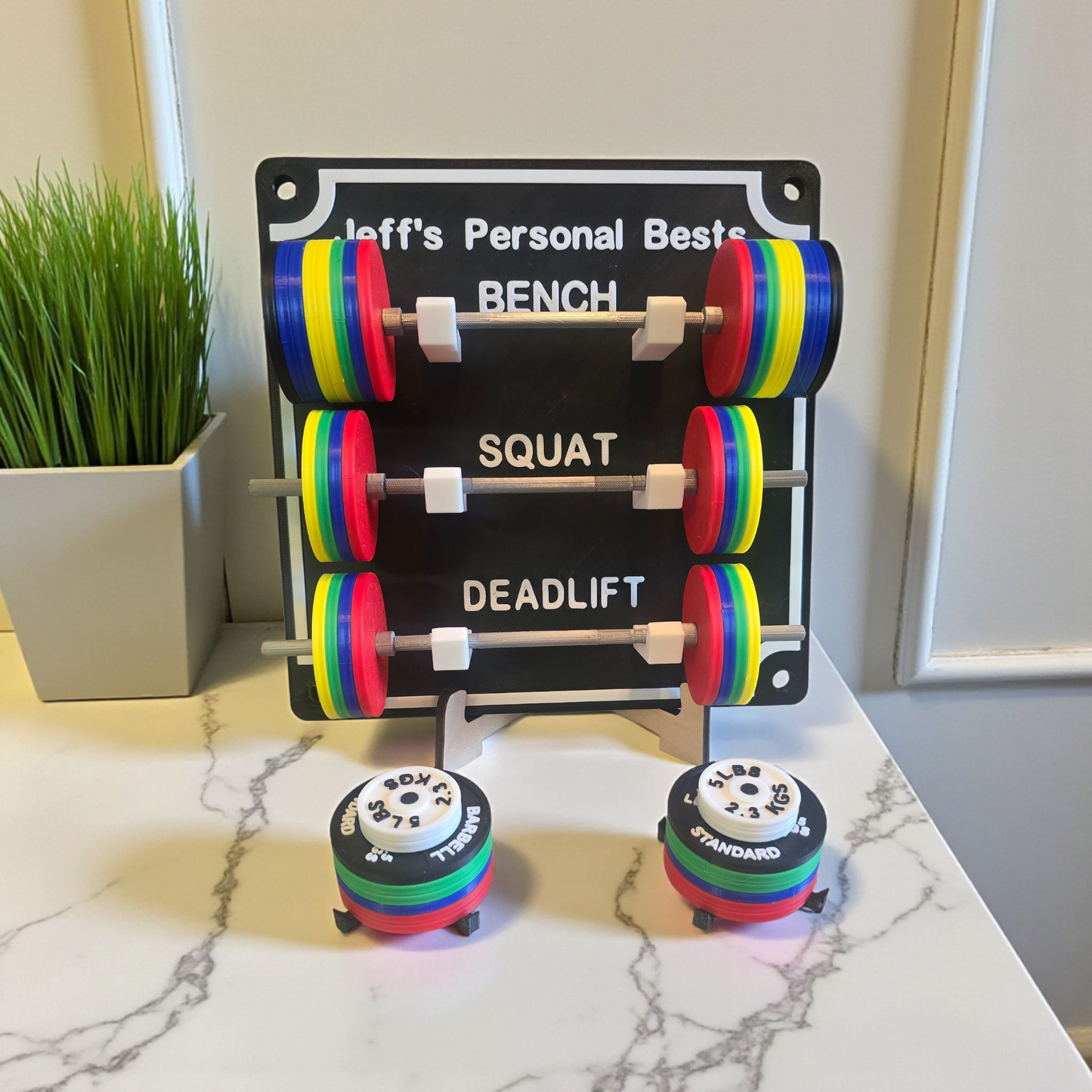 3D printed Personal Bests weight Set personalized