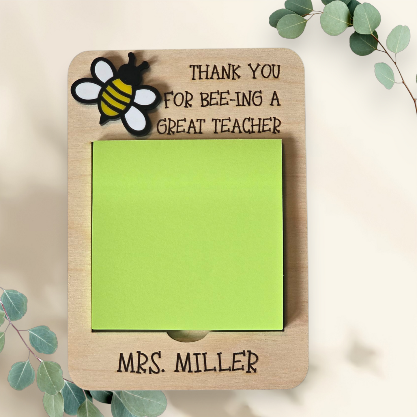 Thank you for bee-ing a great teacher post it sticky note holder personalized with teachers name