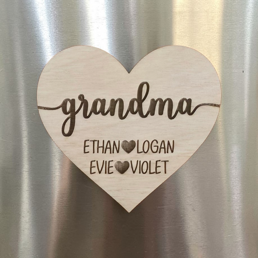 Grandma magnet with kids names personalized