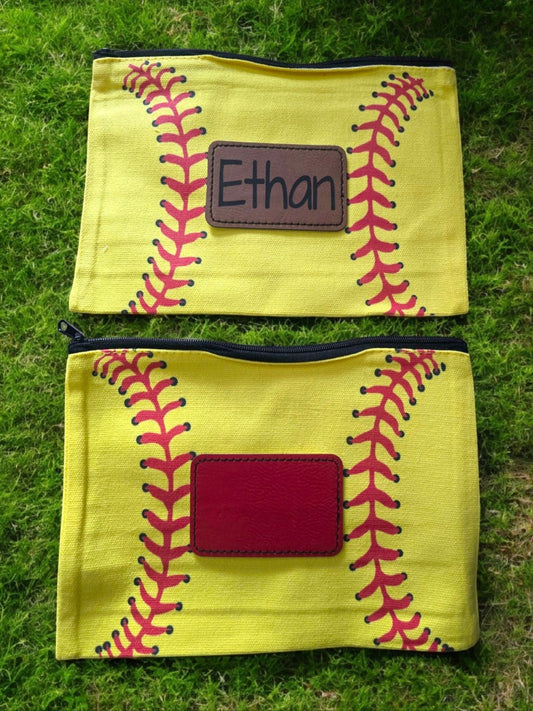 Softball makeup bag personalized with name