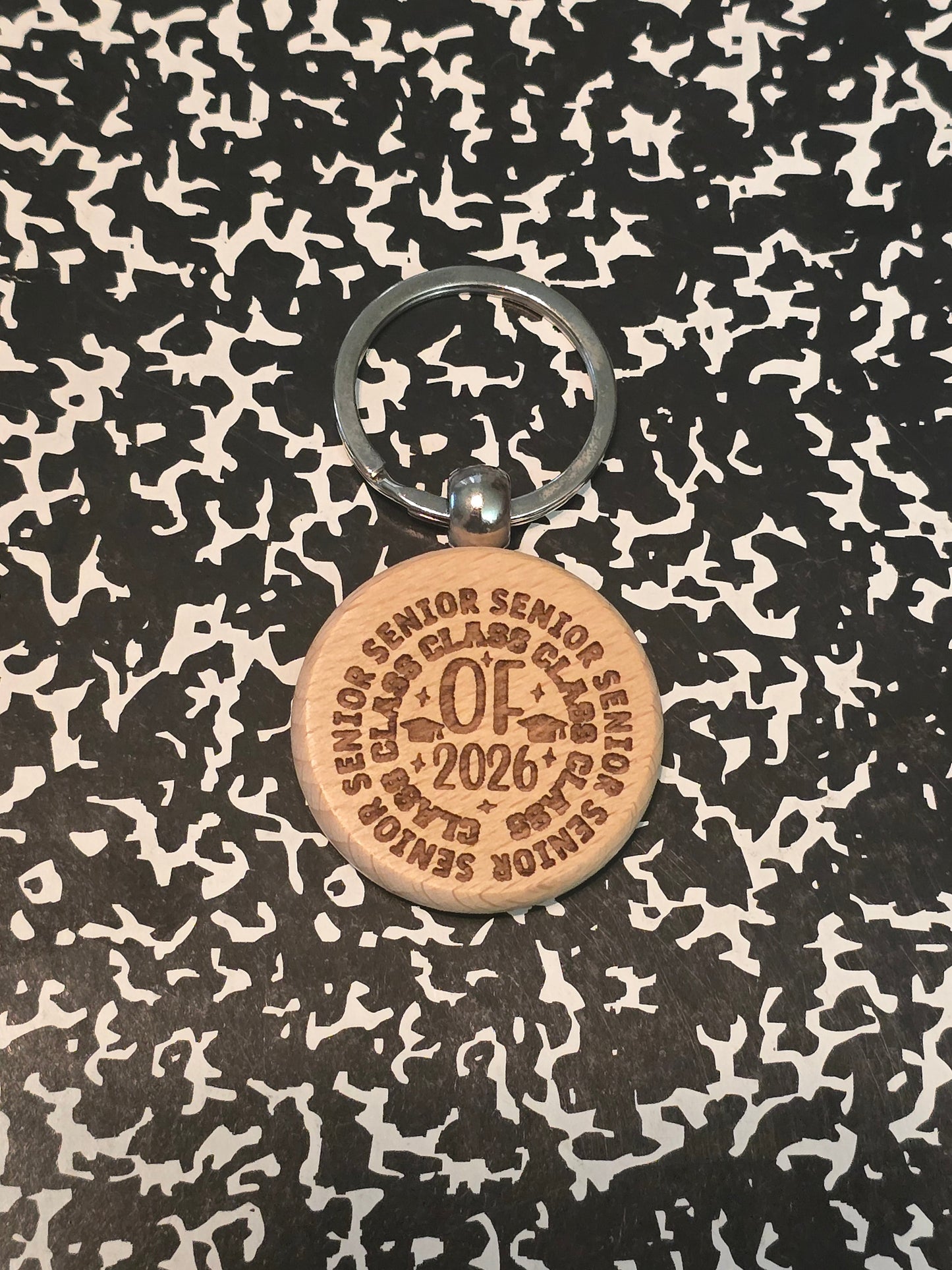 Senior 2026 wooden keychain