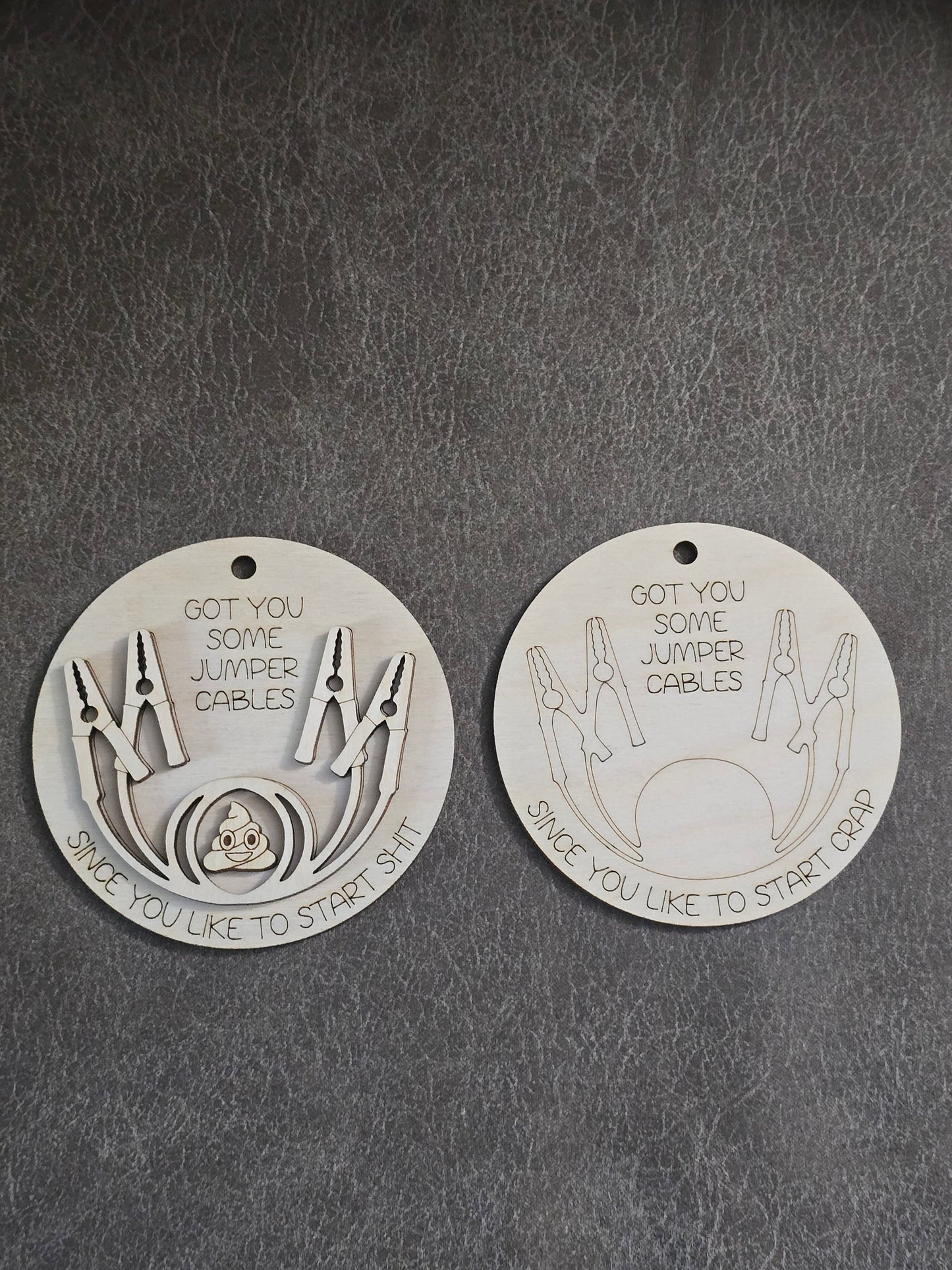 DIY WOOD Got you some jumper cables since you like to start shit Christmas Ornament