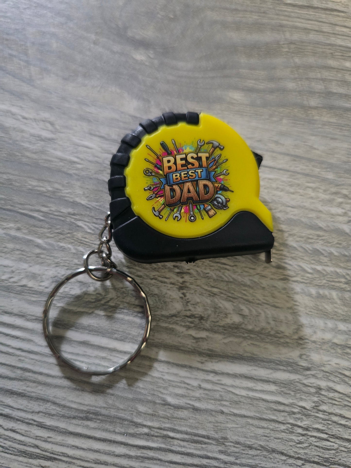 UV printed If Dad can't fix it no one can Father's Day yellow measuring tape small keychain multiple choices
