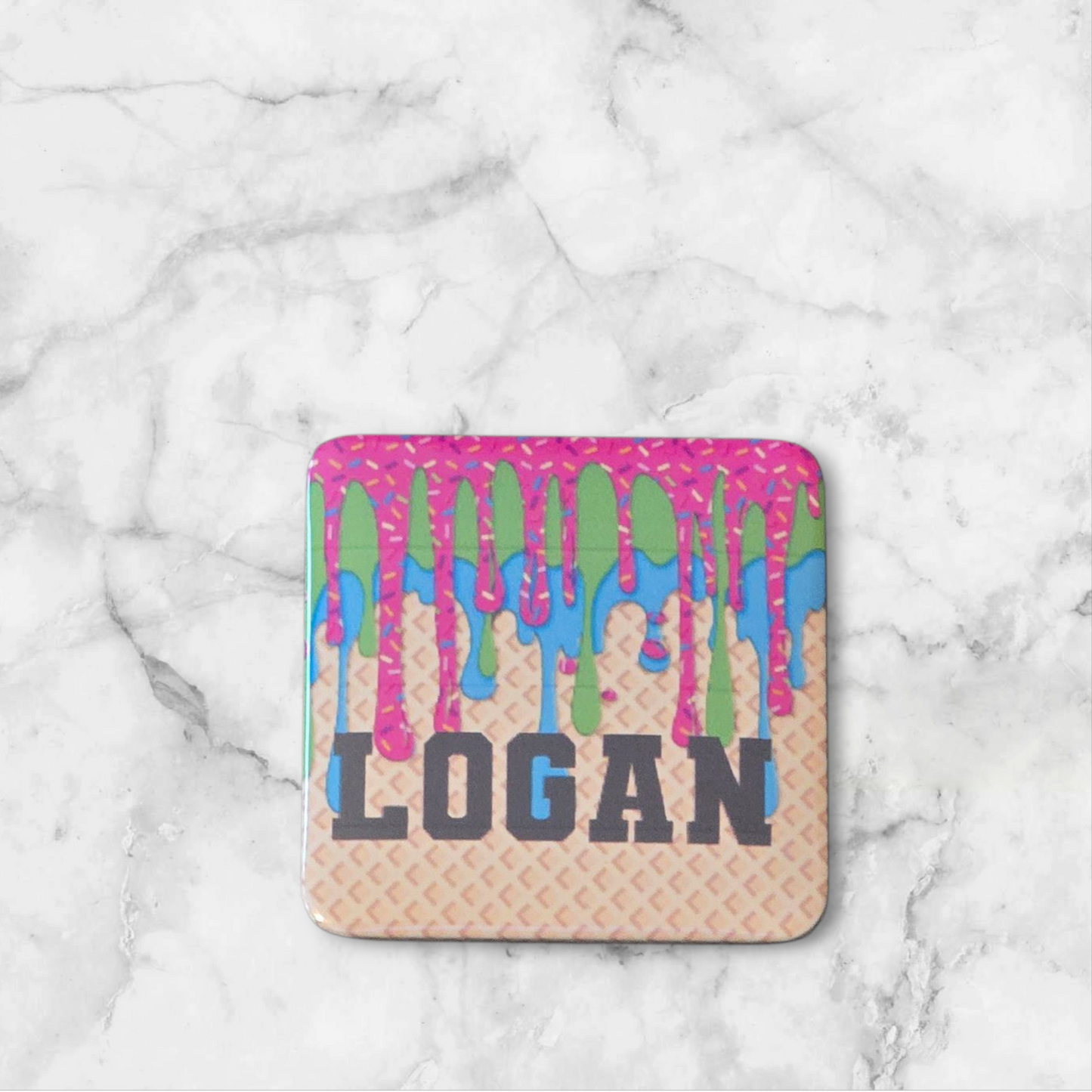 Ice cream drip Christmas Ornament or magnet Personalized