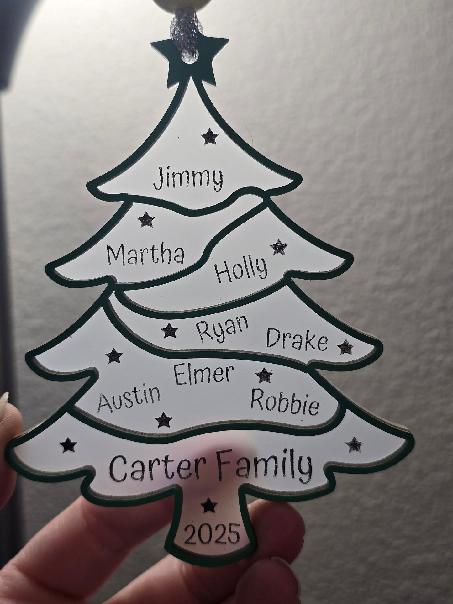 Family Christmas Tree Frosted Acrylic personalized max 10 names