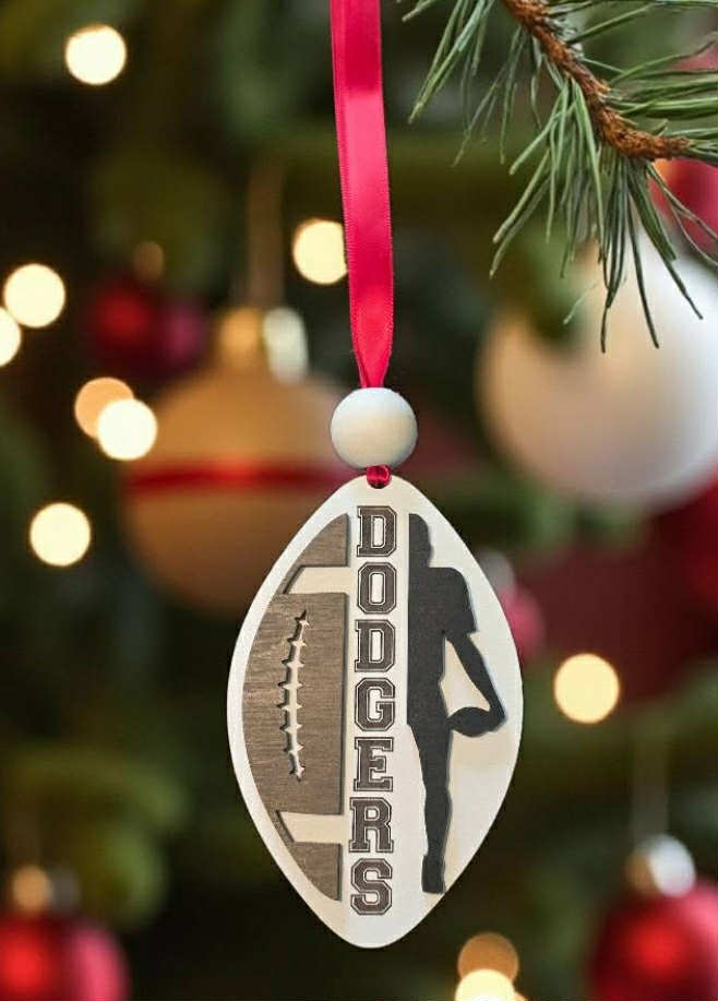 Football player split school Christmas Ornament Personalized