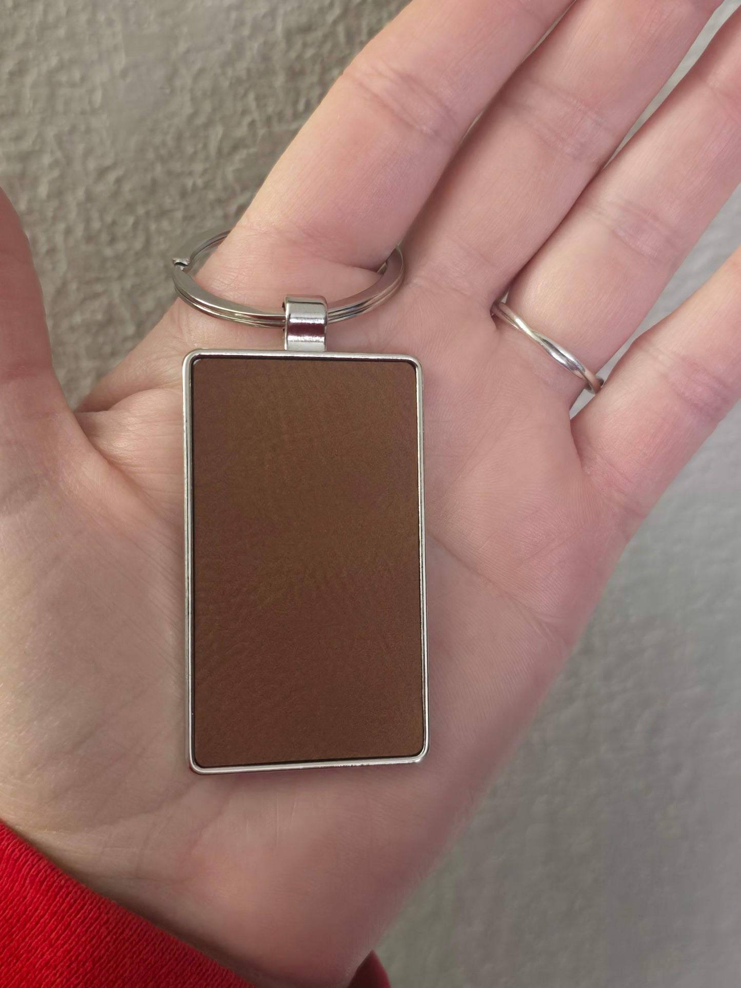 Personalized Leatherette / Metal rectangle keychain