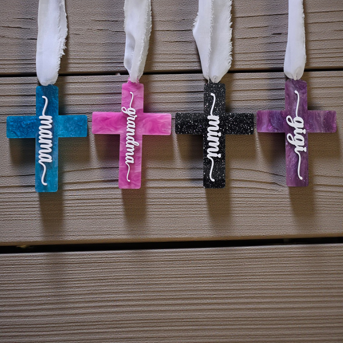 Personalized Acrylic Cross car charm or ornament